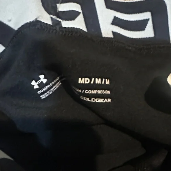 Under Armour Black Leggings with White Logo compression pants - Picture 3 of 5